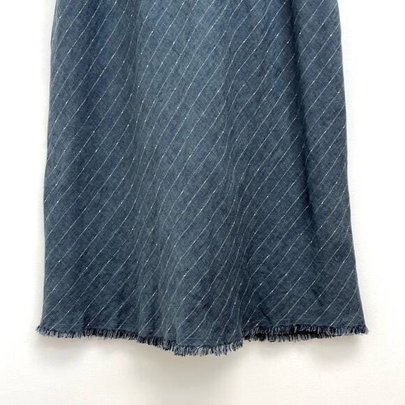 ATM Anthony Thomas Melillo Linen Racerback Metallic Stripe Chambray Dress - Med - Picture 8 of 14